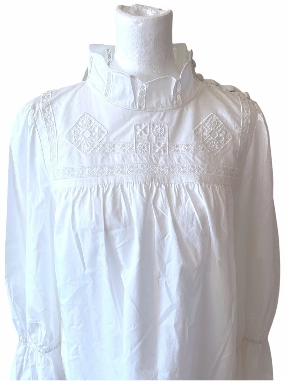 Free People Another Eternity Top Boho Crochet Lace White Bell Sleeve Small NWOT
